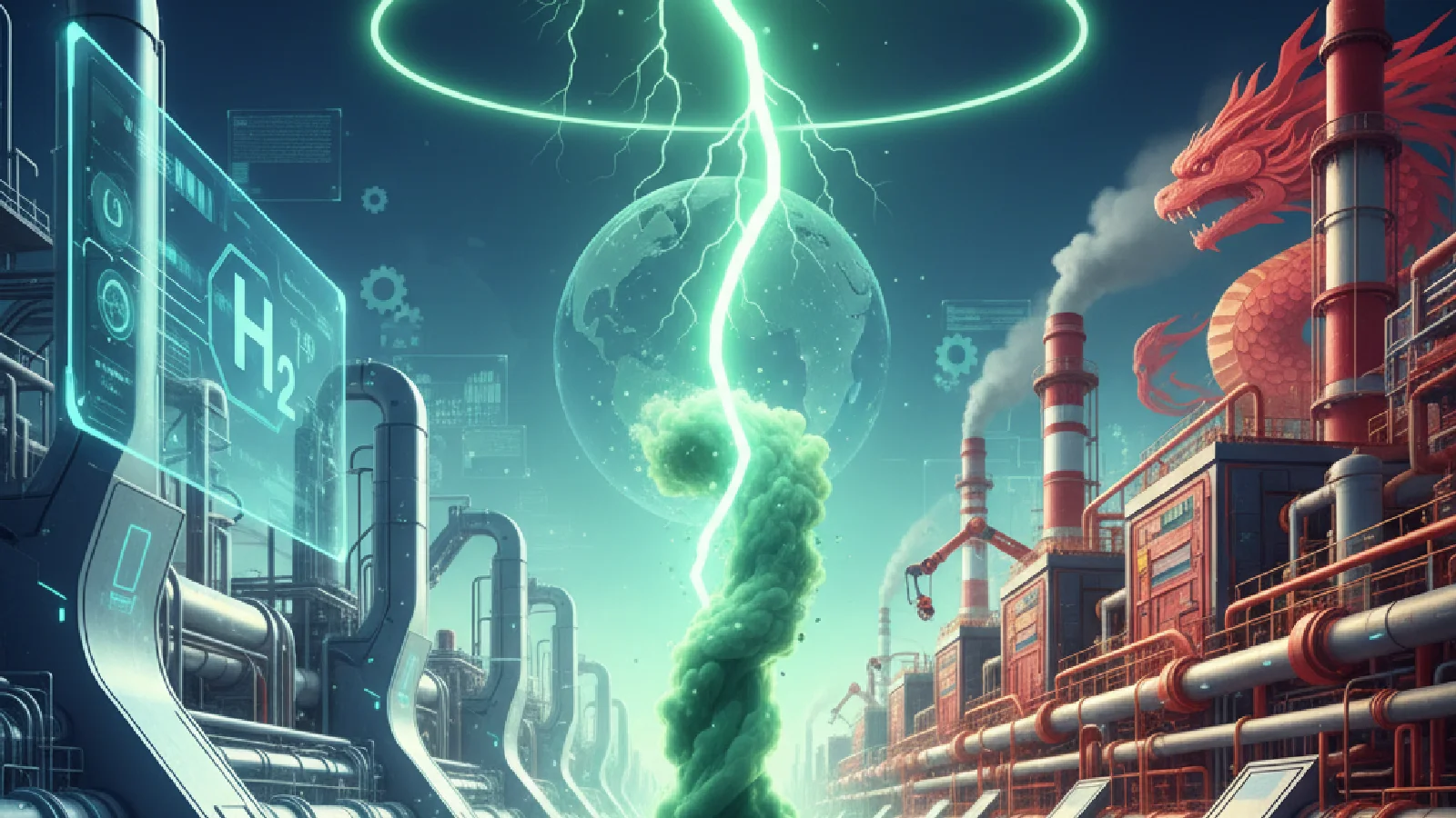 Comparison between Chinese and Western electrolyzers for green hydrogen production, illustrating the global technological battle