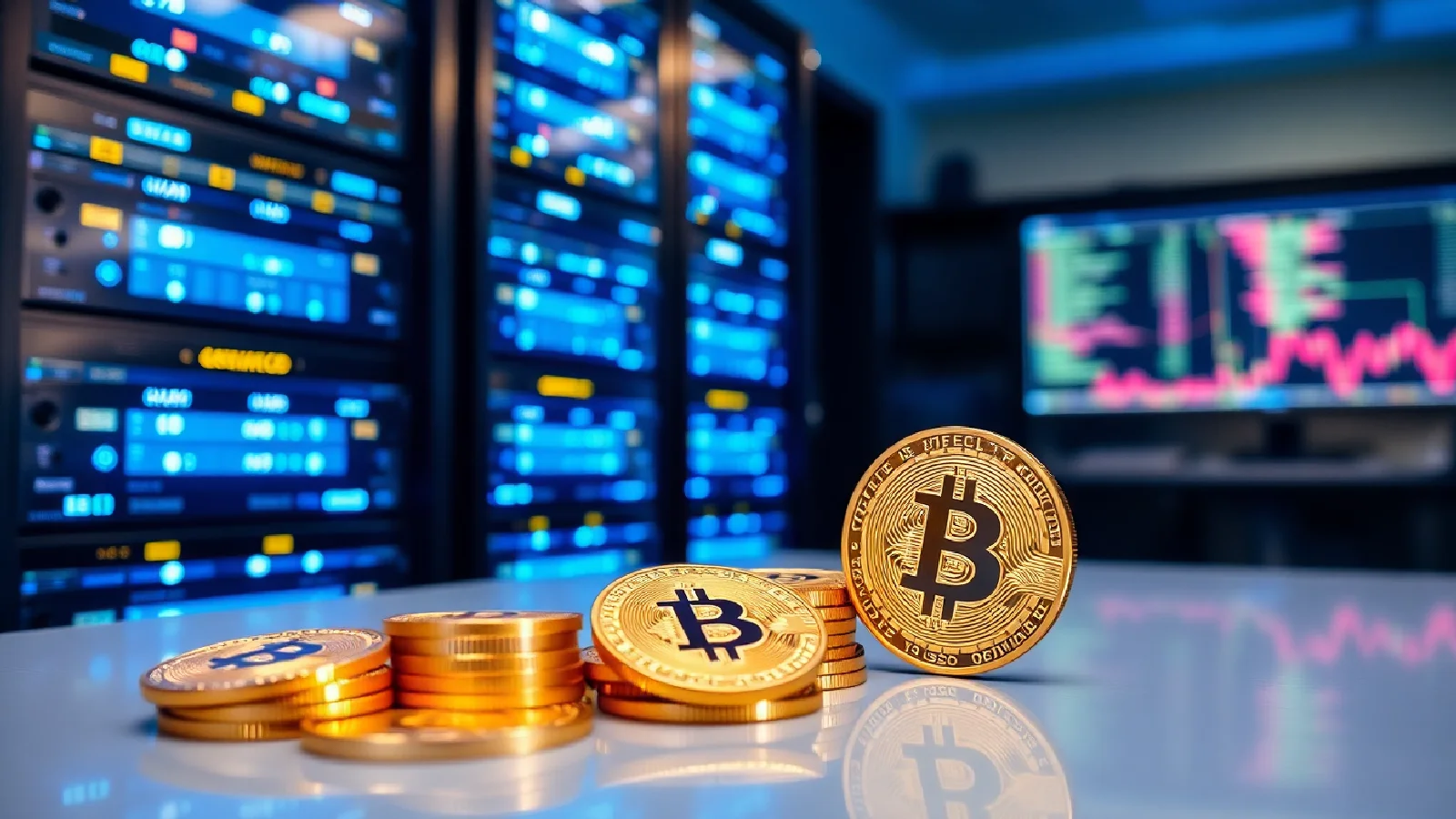 Bitcoin en 2026 avec graphiques de croissance et symboles institutionnels représentant les nouveaux moteurs économiques