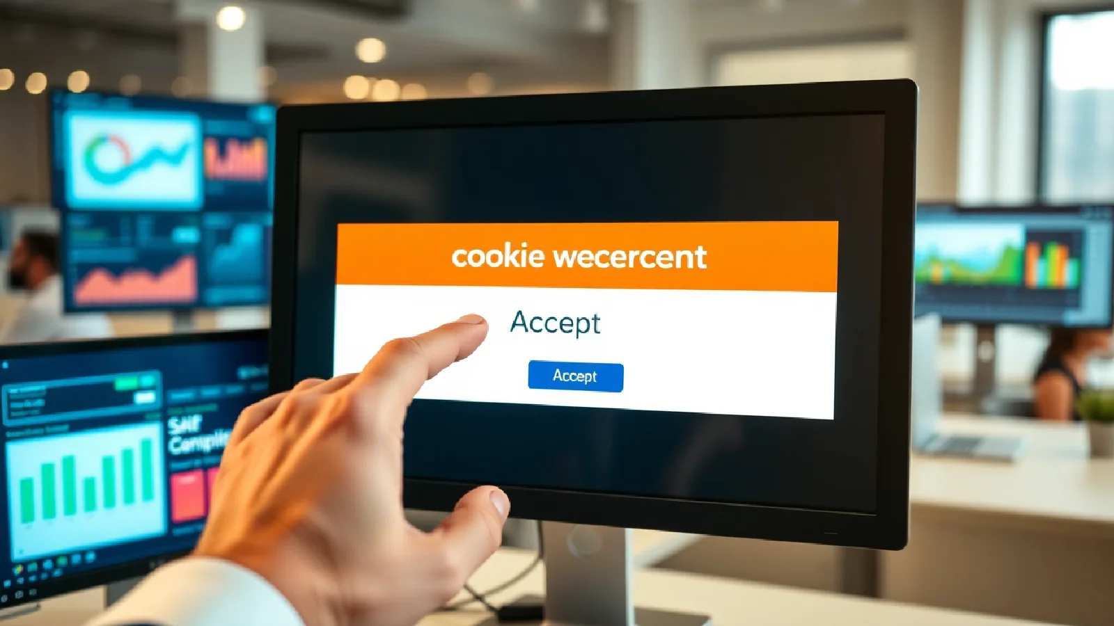 Interface de gestion des cookies avec bouton de consentement explicite sur écran d'ordinateur