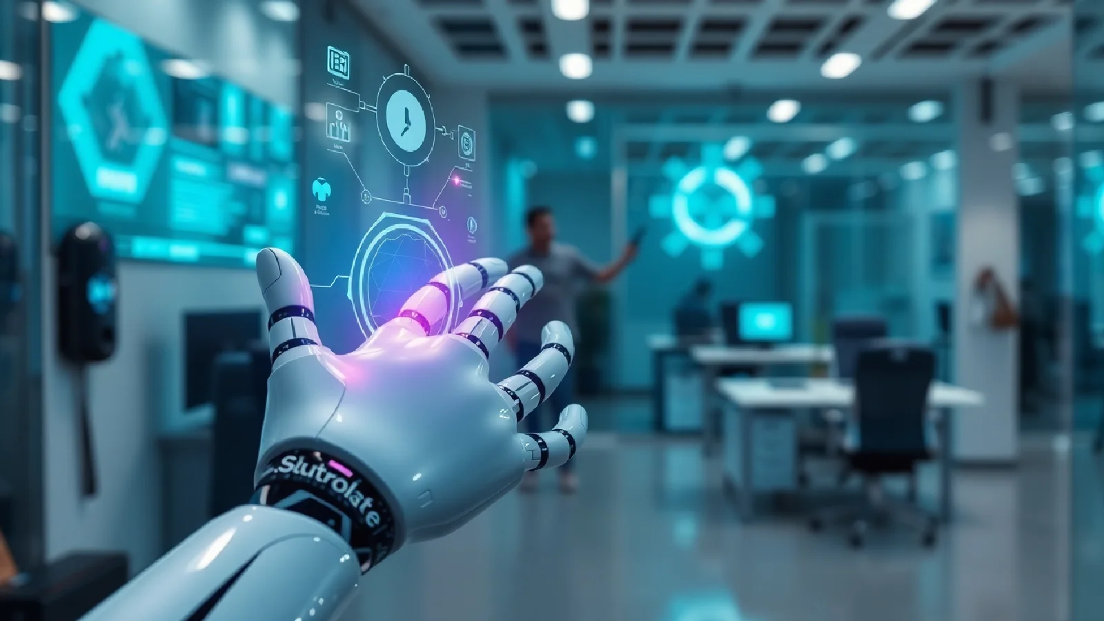 Interface d'orchestration d'agents IA travaillant en collaboration sur des tâches automatisées en entreprise
