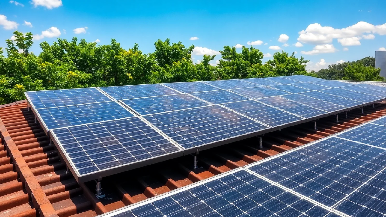 Optimized solar panels with advanced technologies on a residential roof