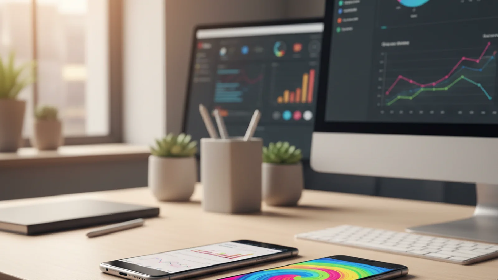 Comparaison visuelle entre écosystème fermé Apple et ouvert Google avec smartphones et services connectés