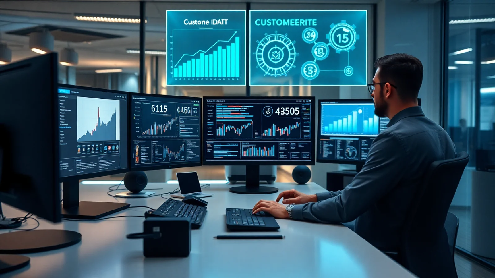 Interface de plateforme CRM automation avec tableaux de bord et analyses client en temps réel