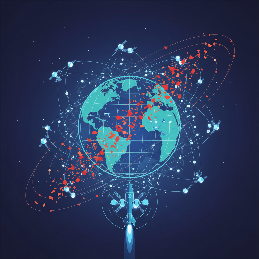 Illustration: Kessler Syndrome and Starlink: The Race Against Orbital Runaway - Space & Astronomy