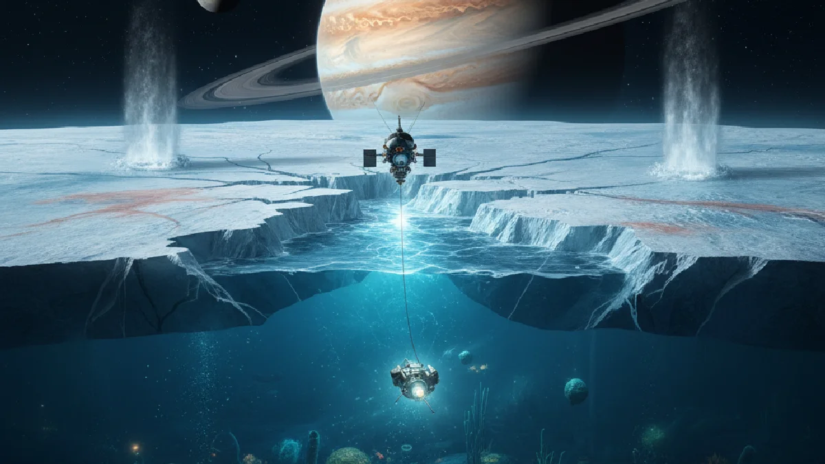 Illustration: Europa et Encelade : décrypter les indices de vie sous-glaciaire - Espace & Astronomie