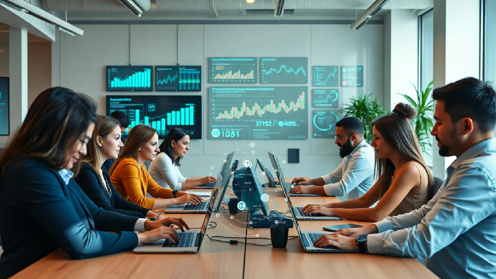 Freelancer travaillant avec des algorithmes d'IA pour optimiser sa carrière et ses projets en 2030