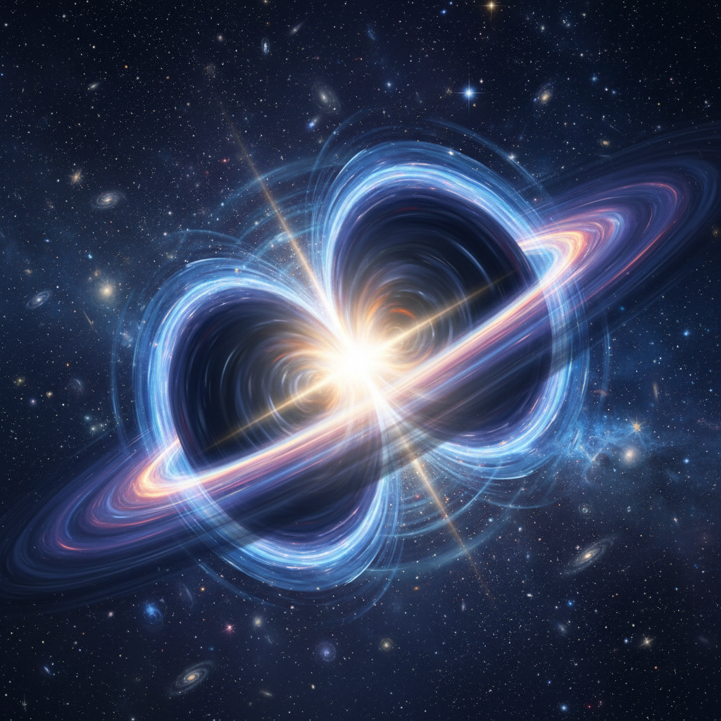 Illustration: Fusions de trous noirs : naissance des géants cosmiques - Espace & Astronomie