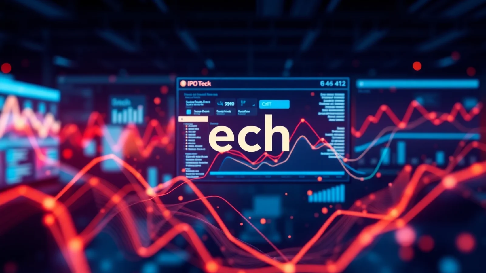 Computer screen displaying financial charts and tech IPO 2026 valuation analyses