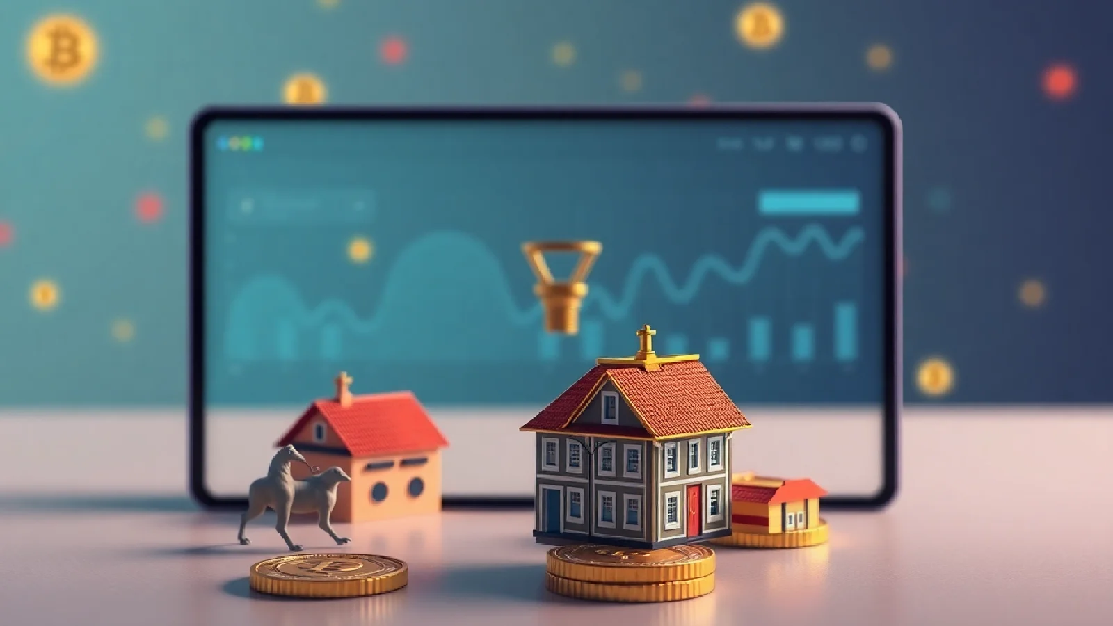 Interface de jeu vidéo avec NFTs tokenisés et métavers immobilier virtuel blockchain