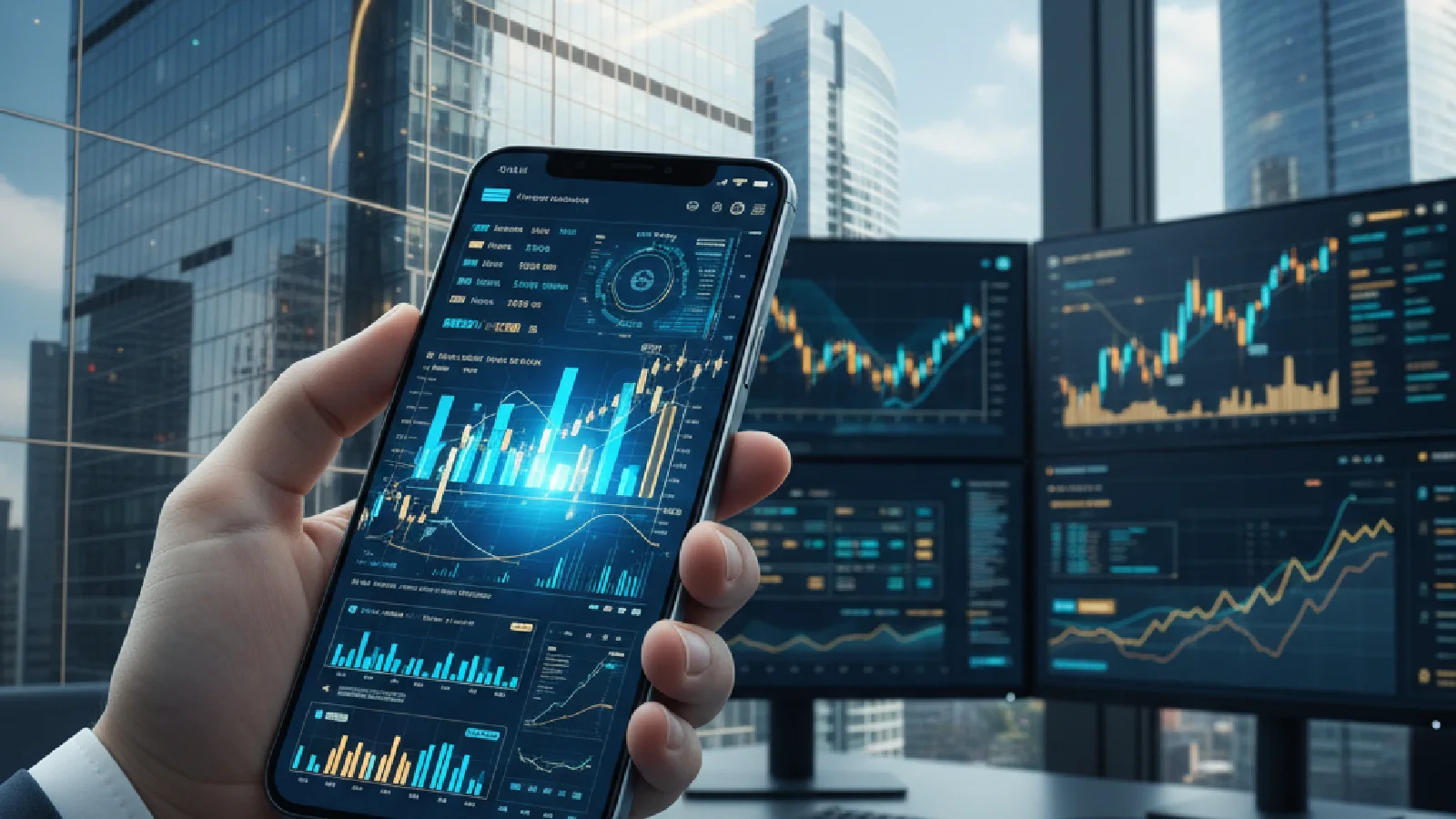 Investisseur analysant un portefeuille boursier diversifié sur écran avec graphiques de volatilité et tendances 2026
