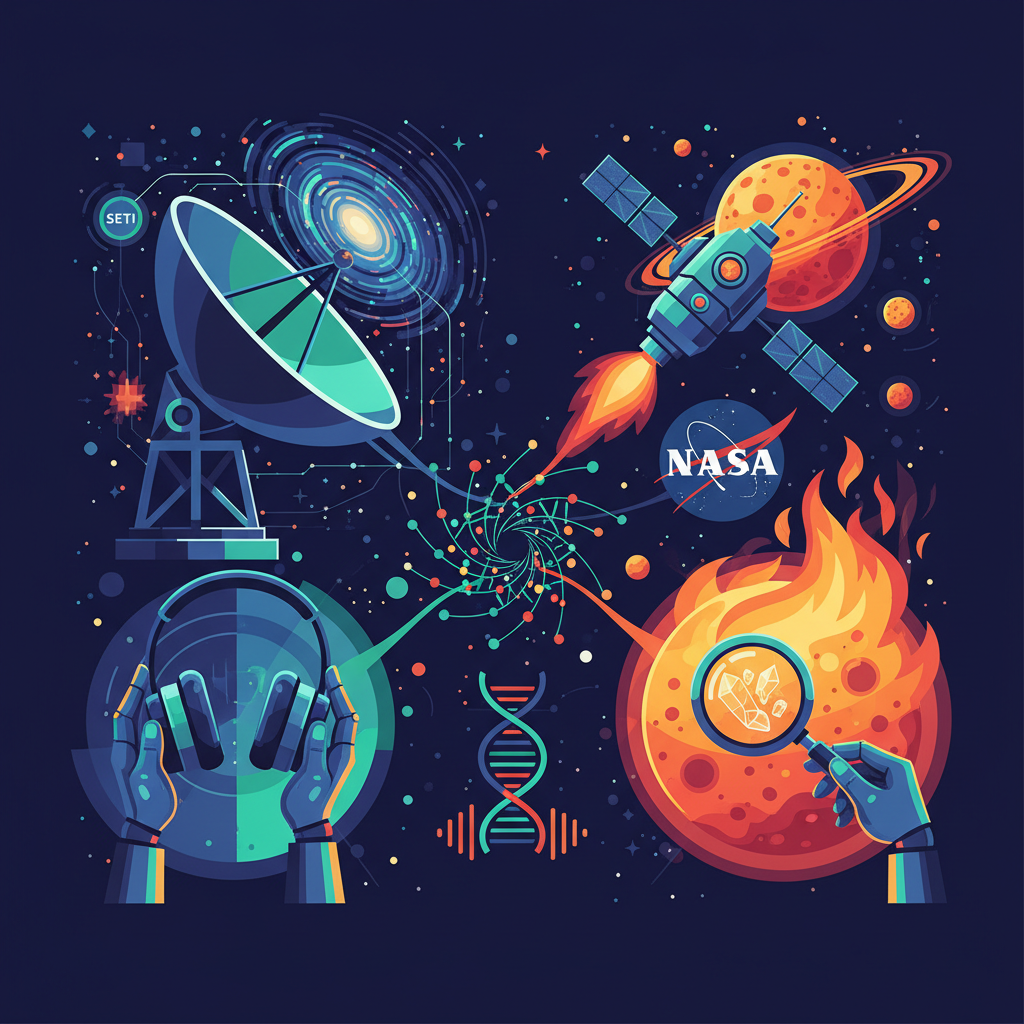 Illustration: SETI vs NASA: Two Revolutionary Approaches to ET Life - Space & Astronomy